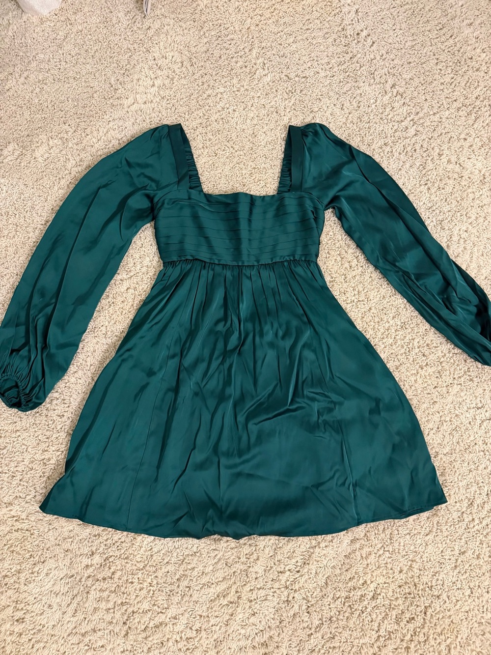 Abercrombie & Fitch Satin Square-Neck Emerald Green Dress
